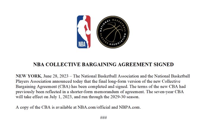 Nba And Nbpa Announce The Signing Of The New Cba Archysport