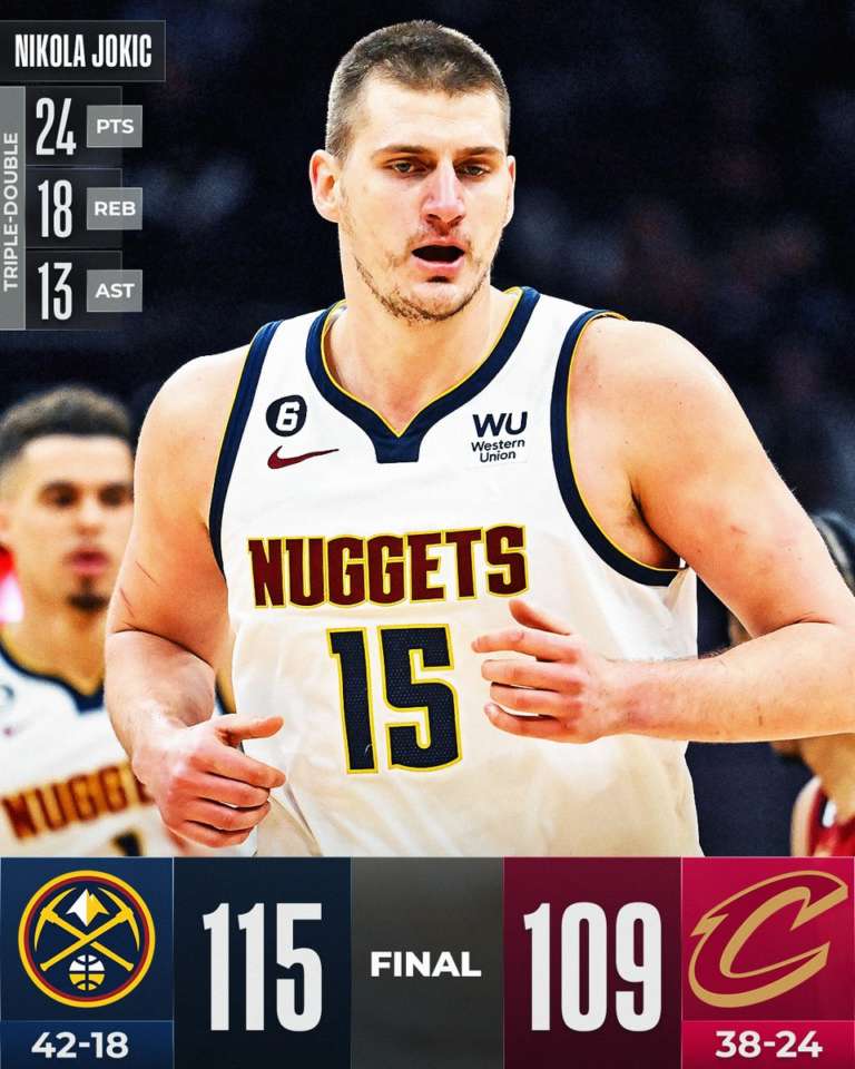 Nikola Jokic riparte con la “solita” tripla doppia, i Nuggets espugnano Cleveland