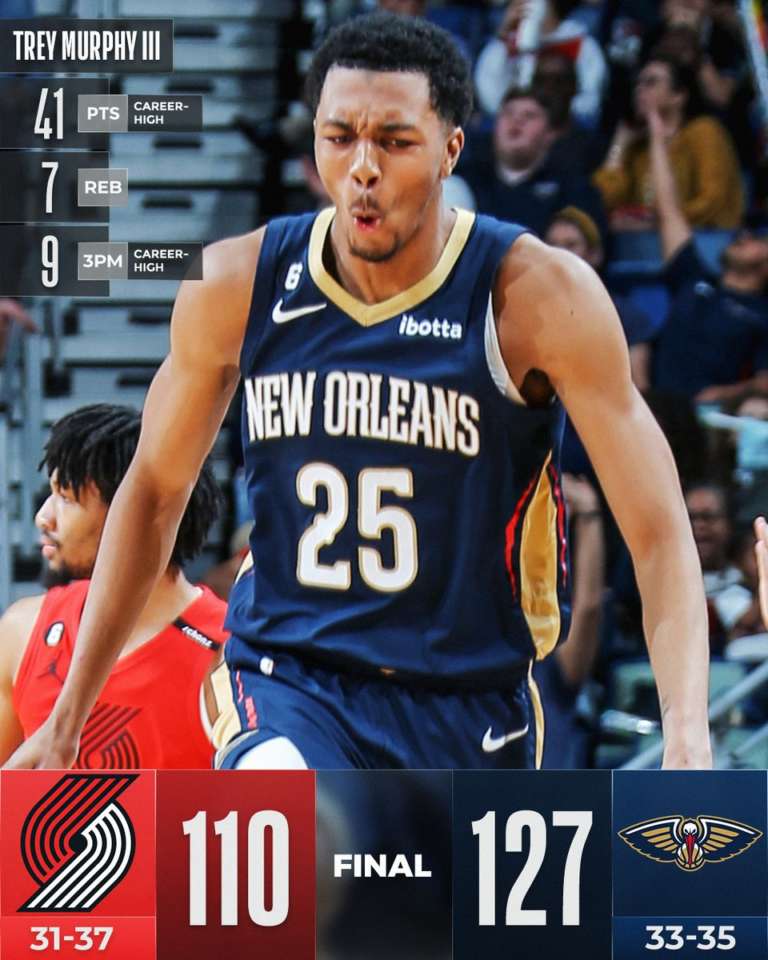 Out Ingram e Zion? Ci pensa Trey Murphy. Portland ko