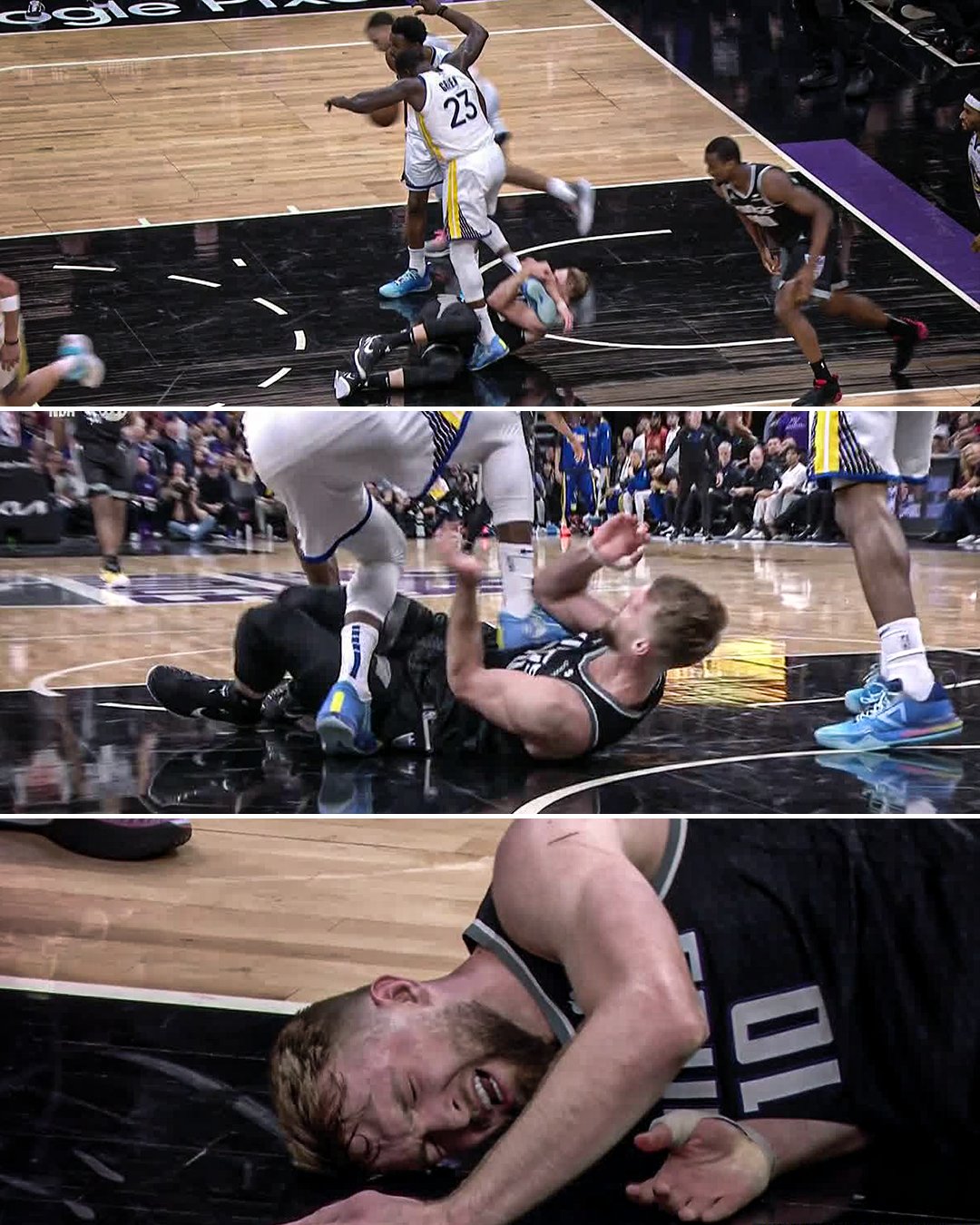 ESPN - Breaking: Draymond Green has been suspended one game without pay for  stepping on the chest of Domantas Sabonis, the NBA announced.