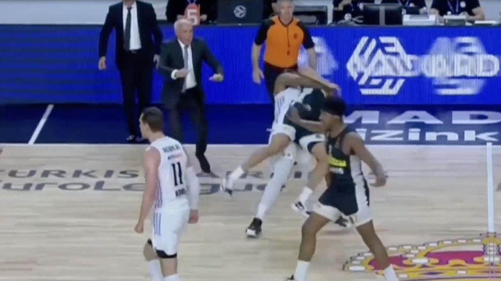 Dante Exum injured by Guerschon Yabusele body slam in EuroLeague brawl
