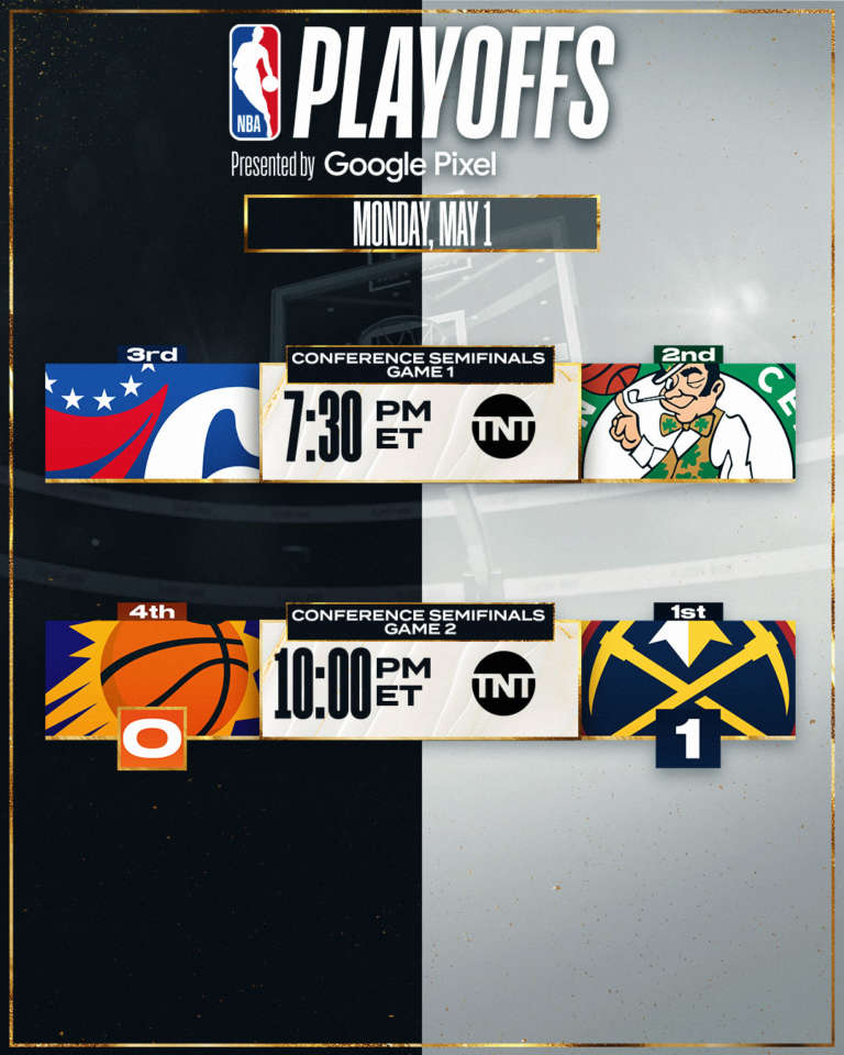 NBA Live | Boston-Phila iniziano, Nuggets-Suns a Gara 2