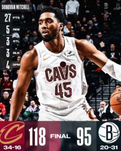 I Cavaliers battono i Nets, è l’ottava W in fila