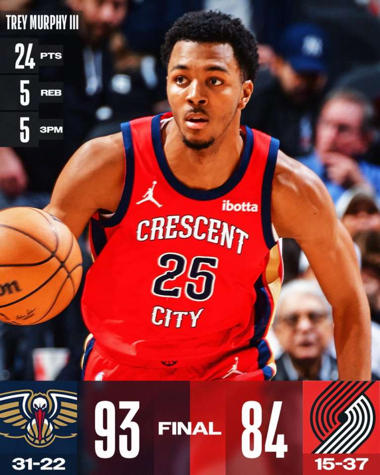 New Orleans vince a Portland in una sfida a basso punteggio