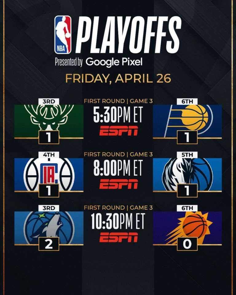 NBA Live | Tre Gare 3 in programma, via con Pacers-Bucks