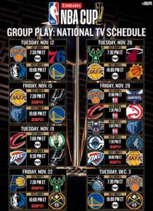 Emirates NBA Cup 2024, annunciato il calendario della prima fase