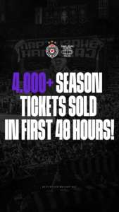 Partizan Belgrade announced that they sold more than 4.000 season tickets in 48 hours