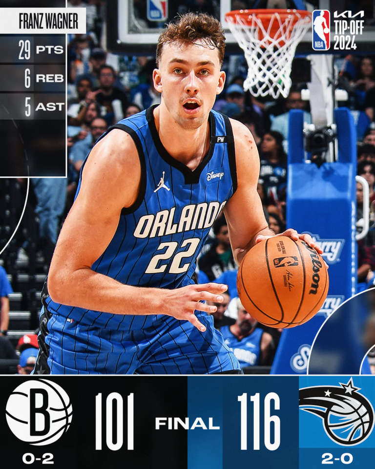 Gli Orlando Magic vincono la prima in casa contro i Nets