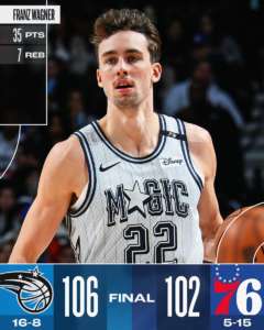 Franz Wagner dice 35, i Magic battono i 76ers