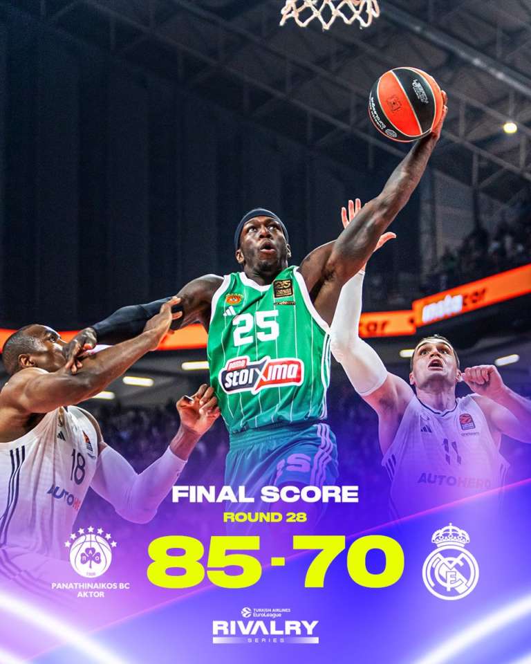 Panathinaikos dominates Real Madrid and strengthens third place in EuroLeague