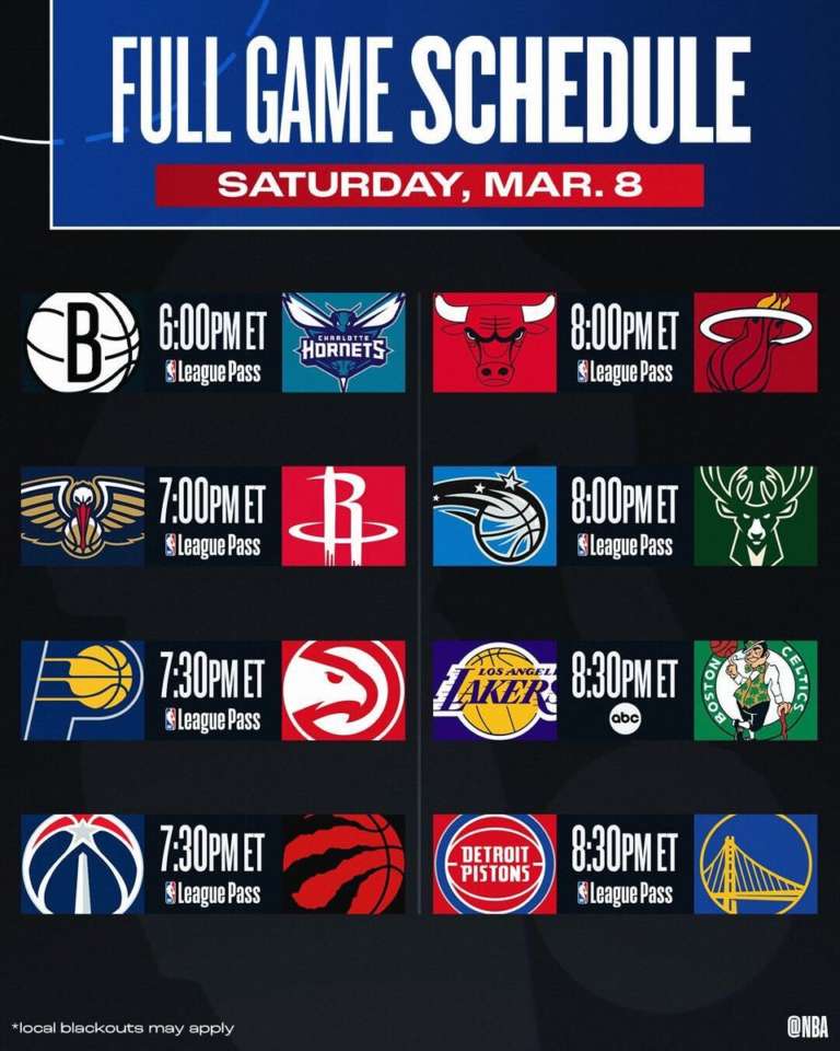 NBA, 8 partite in calendario