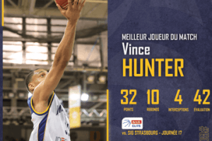 Vince Hunter guida il Metropolitans 92 al successo sullo Strasburgo con 32 punti e 10 rimbalzi