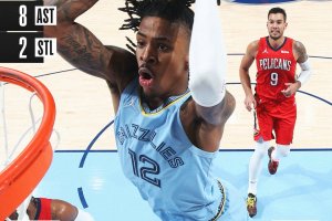 I Memphis Grizzlies dominano il match con i Pelicans: 24+8+8 per Morant