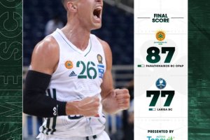 Panathinaikos defeats Larissa in Greek playoffs semifinal game-1