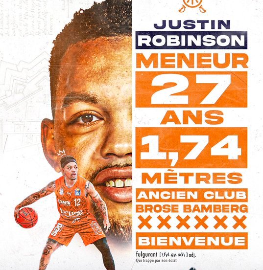 Justin Robinson previously played in France from 2018 to 2020.