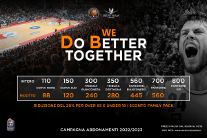 Derthona Basket, ‘We Do Better Together’: riparte oggi la campagna abbonamenti