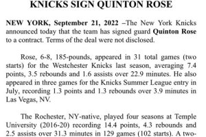 Knicks, firmati M.J. Walker e Quinton Rose