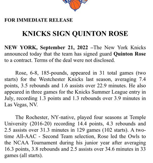 Knicks training camp