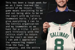 Danilo Gallinari: Lavorerò instancabilmente per tornare in campo il prima possibile