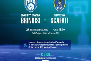 Brindisi torna a Martina Franca ospite del title sponsor Happy Casa: biglietti in vendita