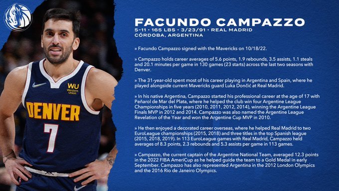 Dallas Mavericks Facundo Campazzo