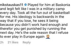 Stauskas attacca Ivanovic: L’unico motivo per cui non ho più giocato in Europa. Camp militare il suo
