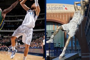 I Dallas Mavericks svelano la statua di Dirk Nowitzki