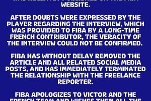 FIBA published and then deleted on his web site an interview to Victor Wembanyama