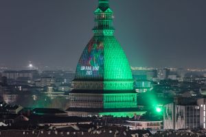 Frecciarossa Final Eight 2023, Mole Antonelliana in verde con il logo LBA