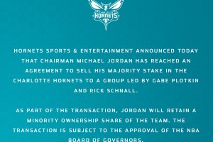 Michael Jordan cede il controllo degli Charlotte Hornets, resterà come azionista di minoranza