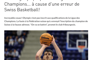 The Federation sends to the wrong address, Fribourg Olympic out of the BCL
