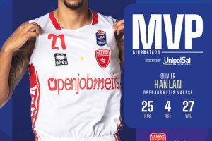 Olivier Hanlan è l’MVP Unipolsai dell’8° turno di LBA