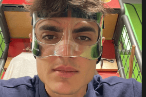 VL Pesaro, Riccardo Visconti in campo con una maschera protettiva