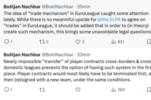 Bostjan Nachbar speaks on the subject of the ‘trade system’ in the EuroLeague