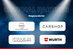 Gli Official Partner biancorossi: Carshop, Crudelia, Wurth e Gema