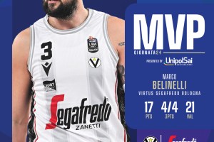 Marco Belinelli è l’MVP e The Best Ita della 24ª giornata di Serie A UnipolSai 2023/24