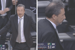 Virtus Bologna, Luca Banchi espulso. Due tecnici nel quarto quarto