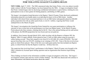 Jontay Porter colpevole di diverse violazioni, la NBA annuncia il Ban