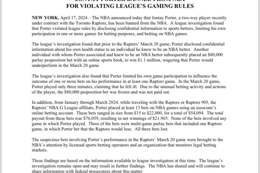 jontay porter banned