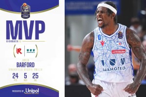Jaylen Barford è l’MVP Unipol della 3ª giornata della Serie A Unipol 2024/25