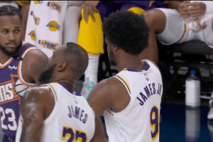 LeBron James and his son, Bronny, shared the court for the first time in NBA history