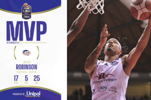 Justin Robinson è l’MVP Unipol dell’8ª giornata della LBA