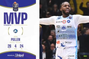 Jacob Pullen è l’MVP Unipol della 12ª giornata della Serie A Unipol 2024/25