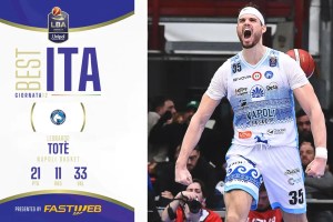 Leonardo Totè è Best ITA Fastweb della 12ª giornata della Serie A Unipol 2024/25