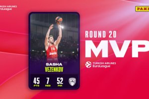 Euroleague, Sasha Vezenkov è l’MVP del 20° Round