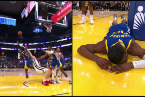 Golden State Warriors’ Jonathan Kuminga sprained his right ankle