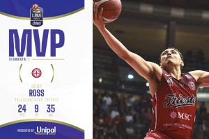 Colbey Ross è l’MVP Unipol della 18ª giornata della Serie A Unipol 2024/25