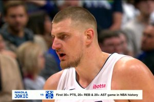 Nikola Jokić makes NBA history with first-ever 30-20-20 game