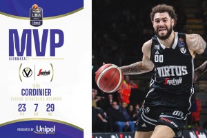 Isaia Cordinier è l’MVP Unipol della 21ª giornata della Serie A Unipol 2024/25