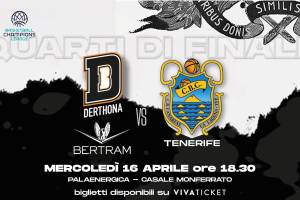 Basketball Champions League, le info sulla vendita dei biglietti per Derthona Tortona-Tenerife